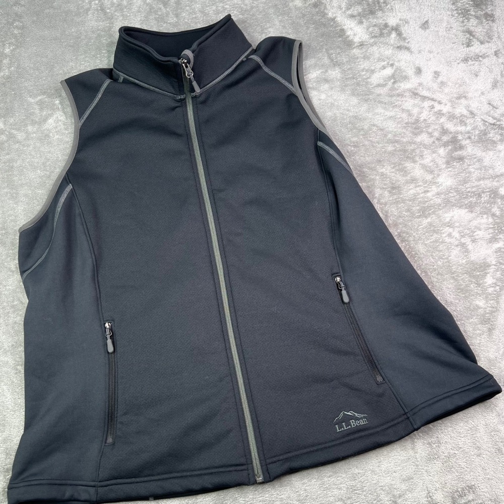 L.L. Bean ProStretch Fleece Full-Zip Vest Womens 2XL Black Lined Mock Neck